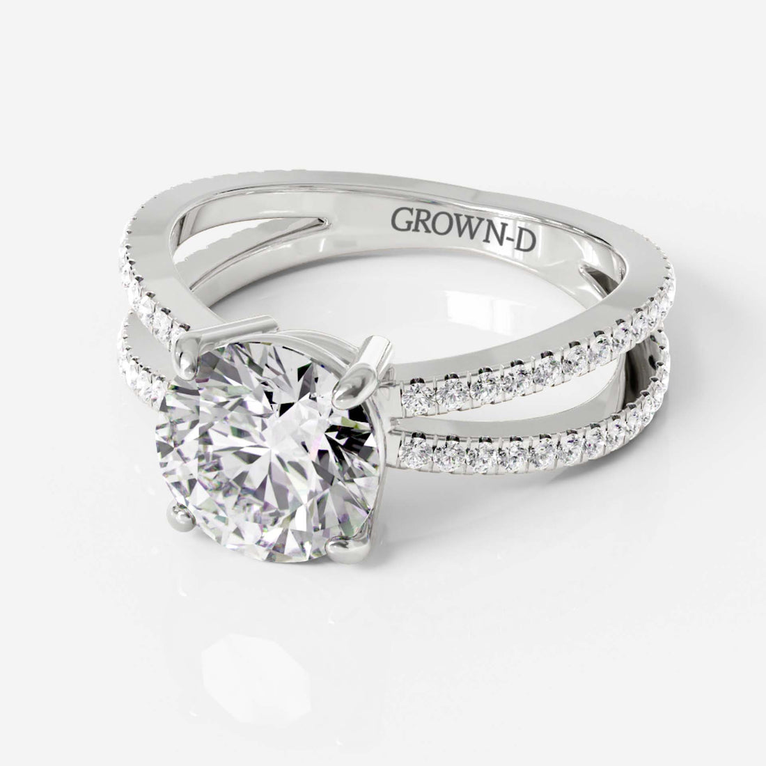 Unique Pave Ring, Split Shank – 2 CT