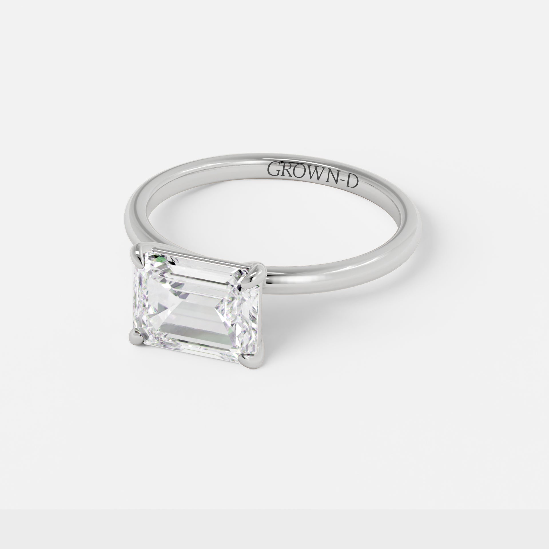 Emerald Cut Solitaire With Polished Band – 2.5 CT