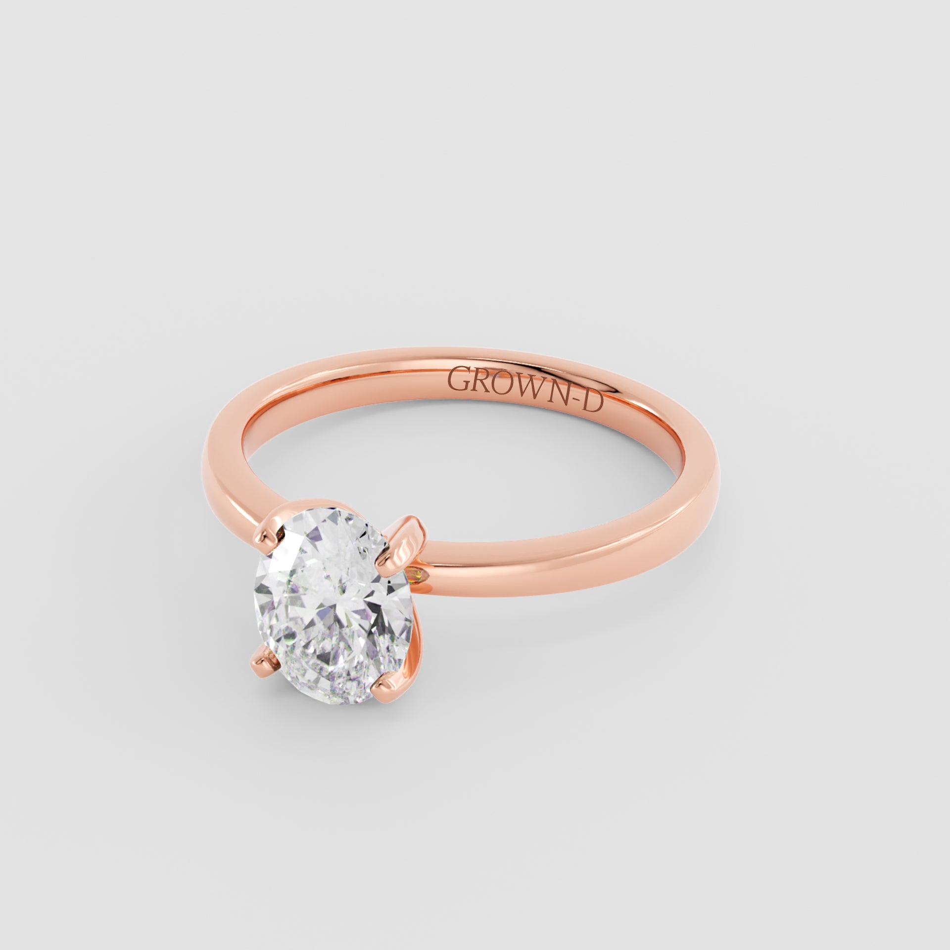 Oval Solitaire With Stone Set Band – 1 CT