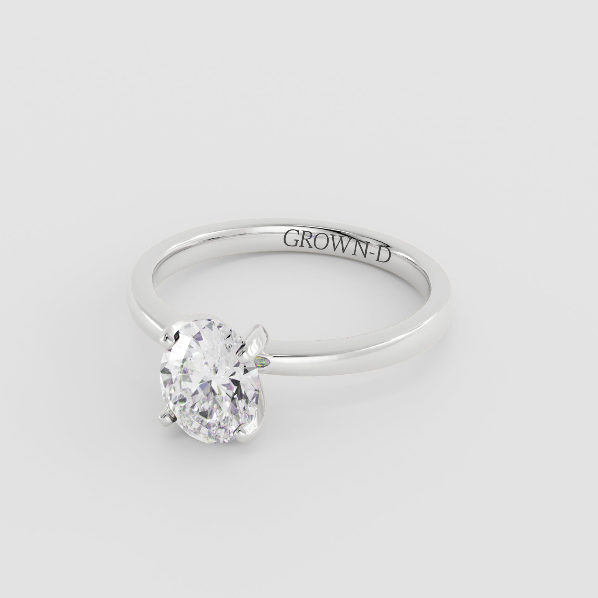 Oval Solitaire With Stone Set Band – 1 CT