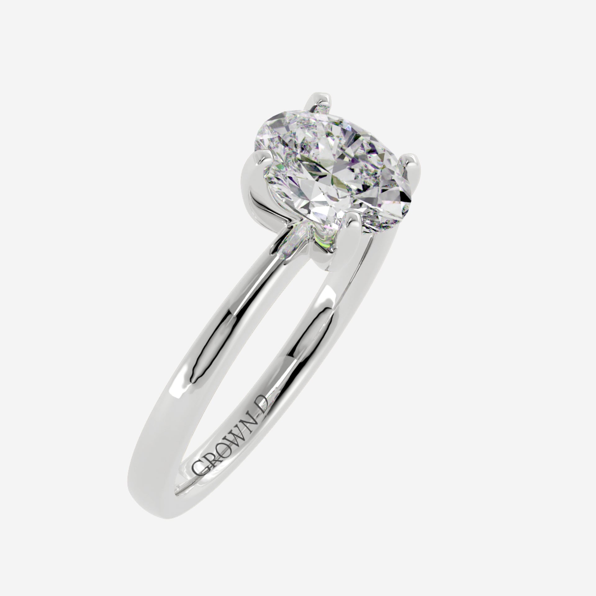 Oval Solitaire With Stone Set Band – 1 CT