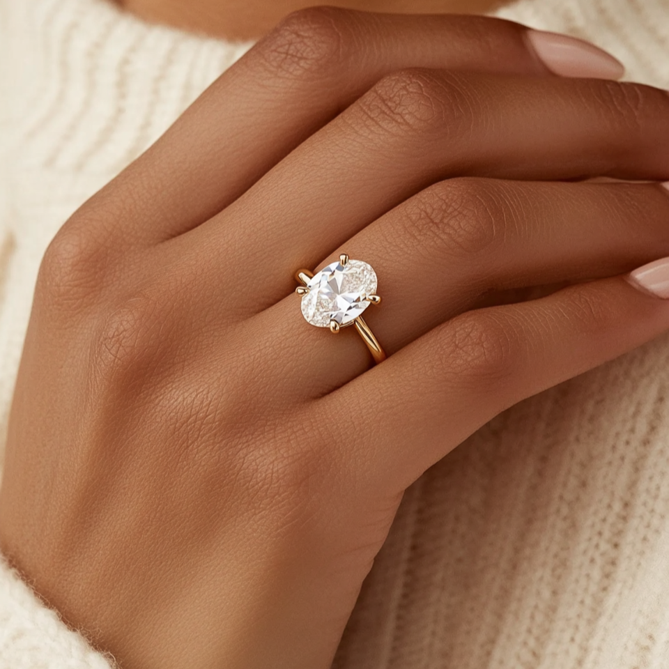 Oval Solitaire With Hidden Halo – 1 CT