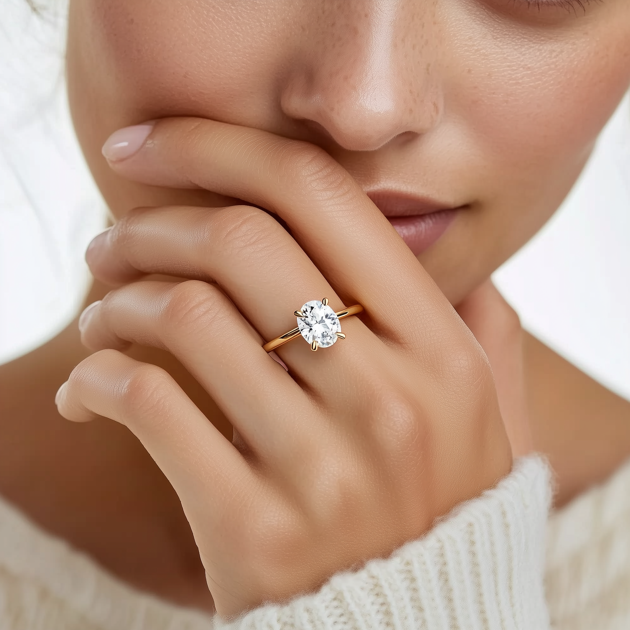 Oval Solitaire With Hidden Halo – 1 CT