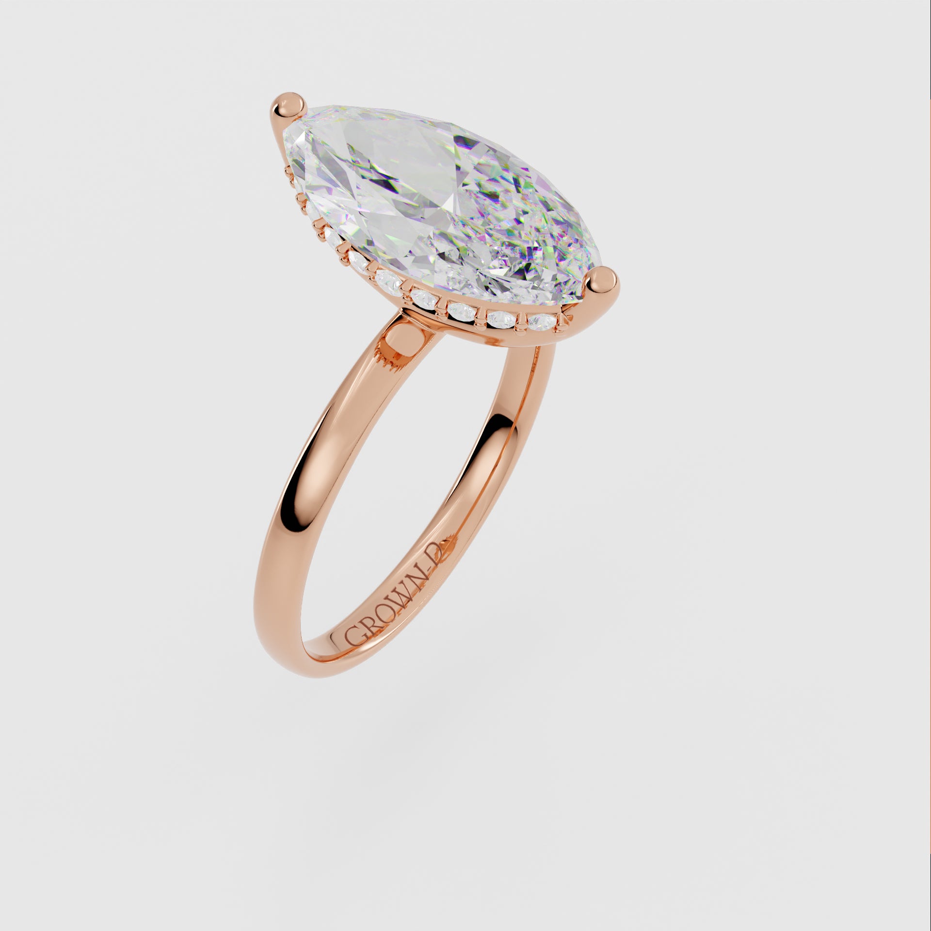 Marquise Solitaire With Diamond Halo – 1 CT