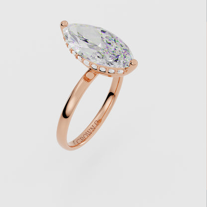 Marquise Solitaire With Diamond Halo – 1 CT