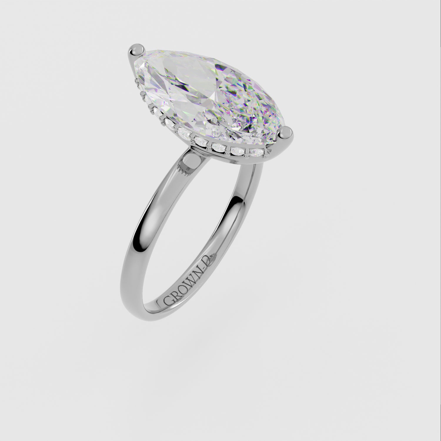 Marquise Solitaire With Diamond Halo – 1 CT