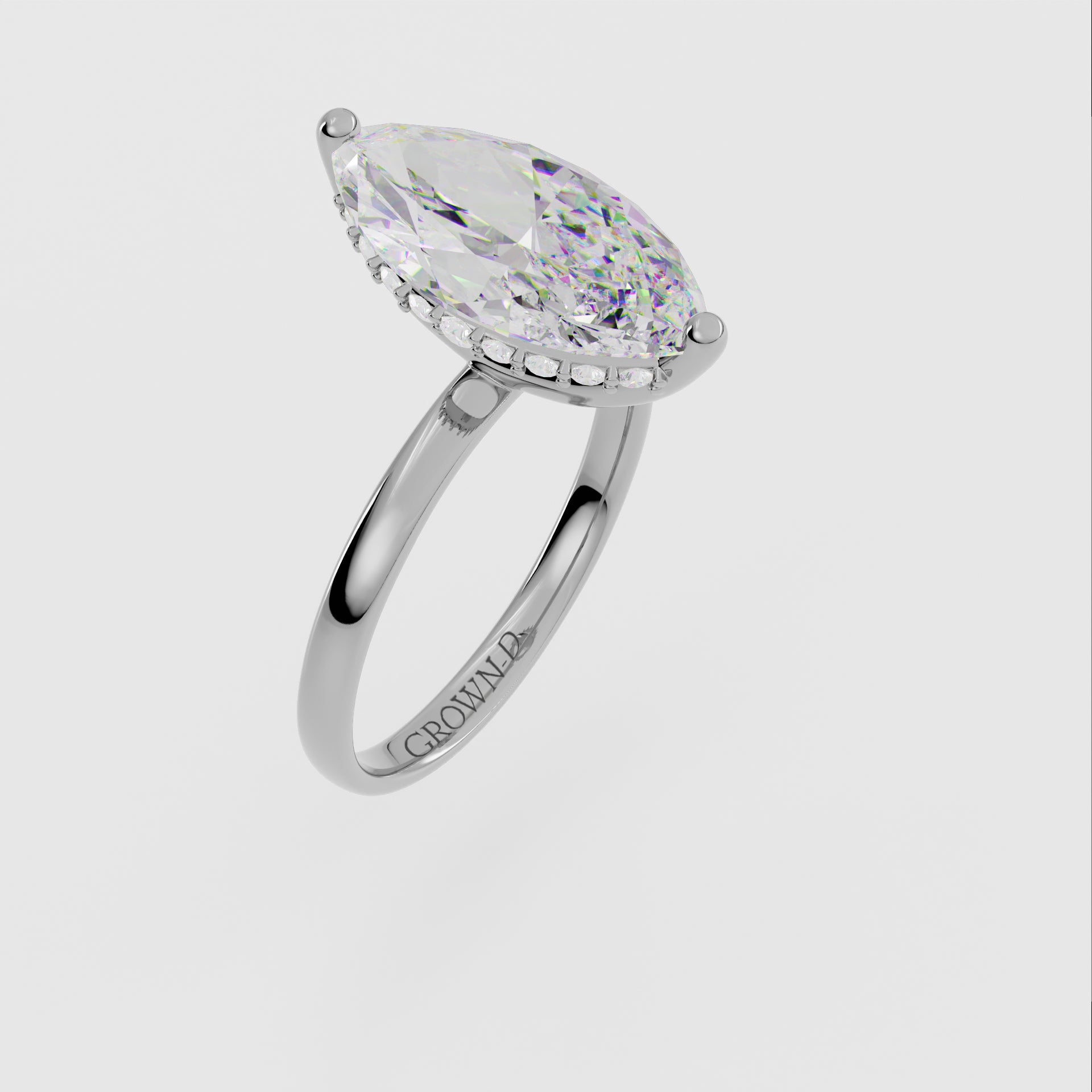 Marquise Solitaire With Diamond Halo – 1 CT