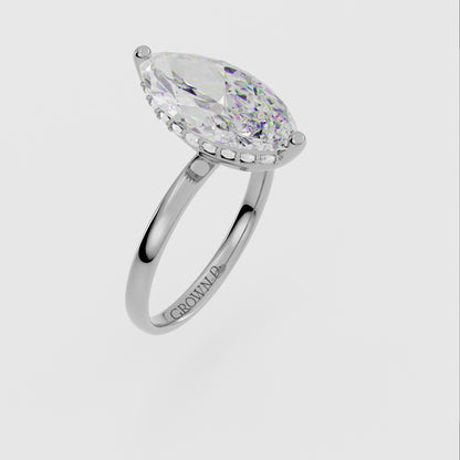 Marquise Solitaire With Diamond Halo – 1 CT