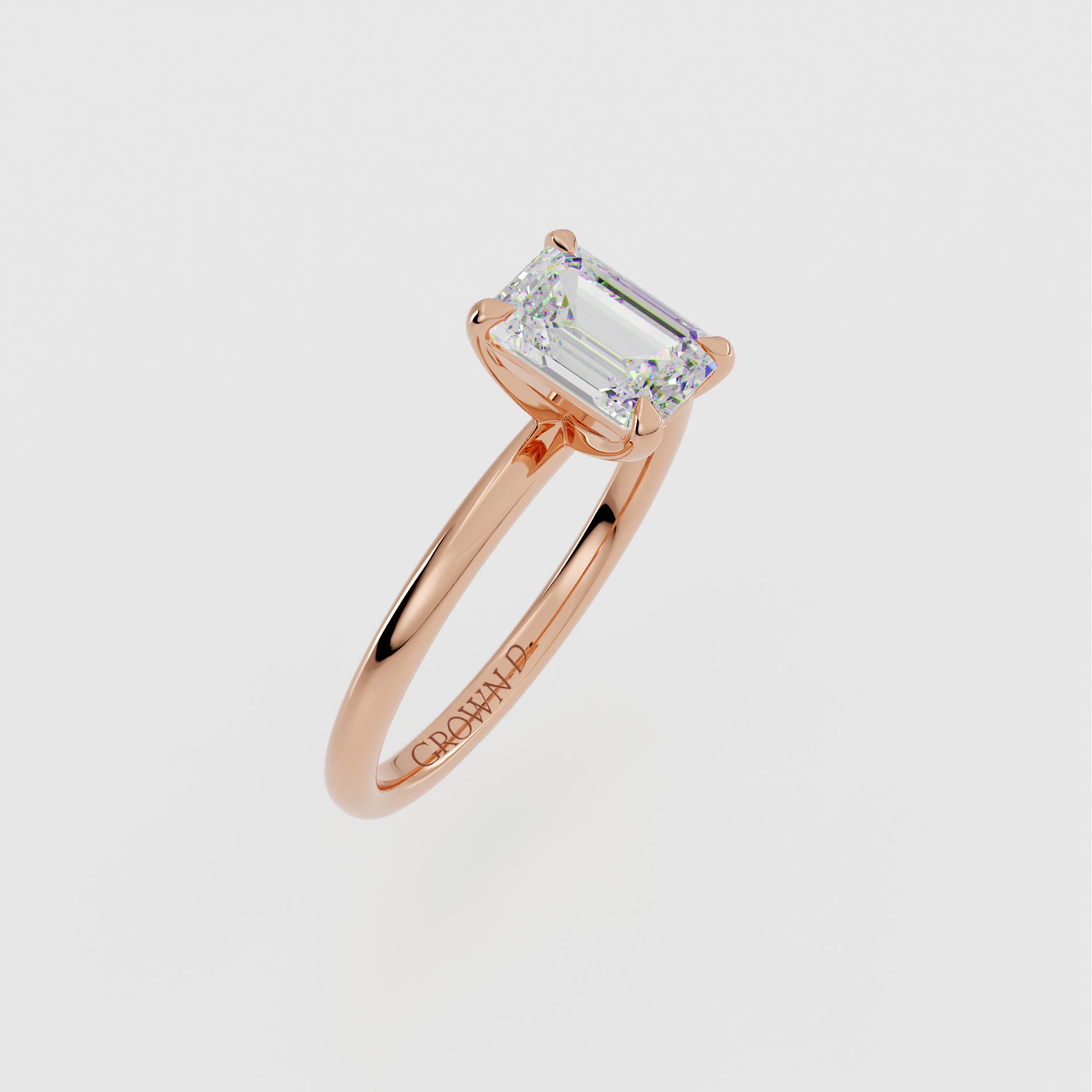 Emerald Cut Solitaire With Classic Band – 1 CT