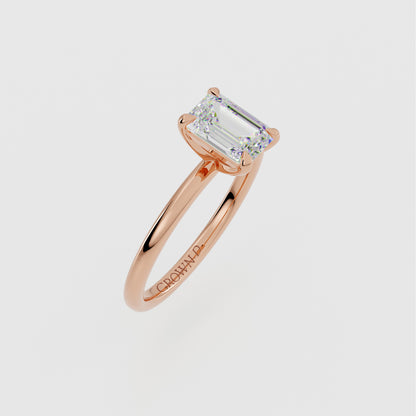 Emerald Cut Solitaire With Classic Band – 1 CT