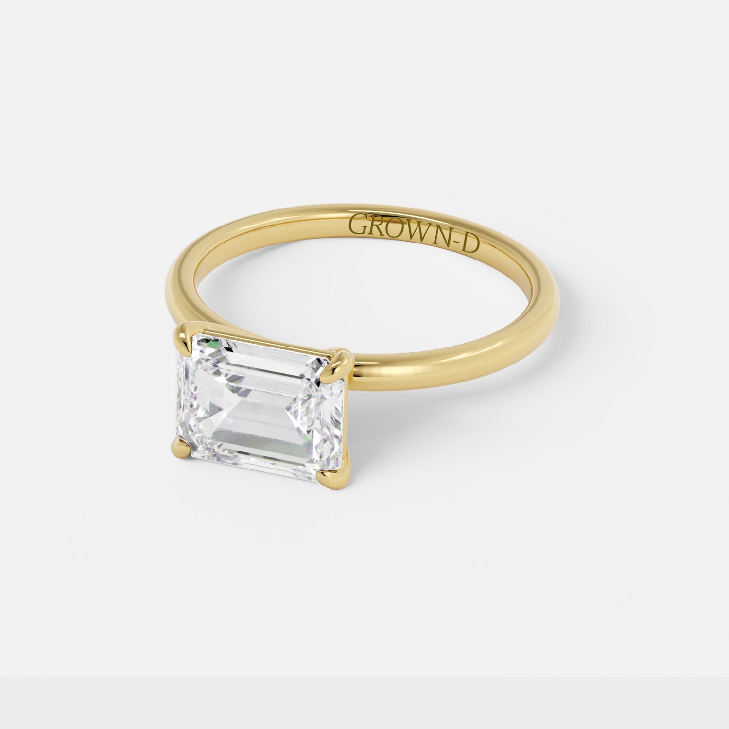 Emerald Cut Solitaire With Polished Band – 2.5 CT