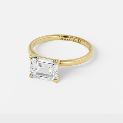 Emerald Cut Solitaire With Polished Band – 2.5 CT