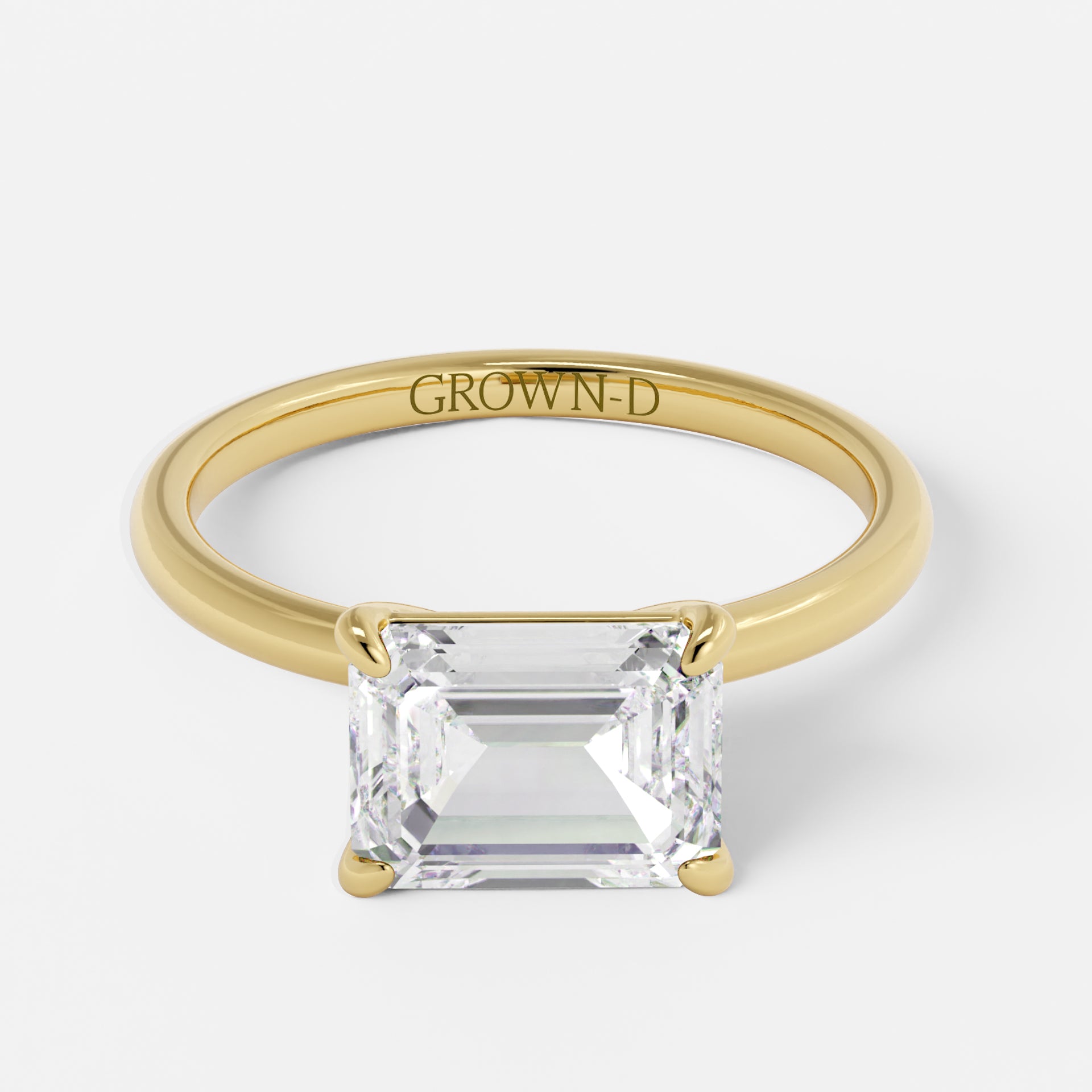 Emerald Cut Solitaire With Polished Band – 2.5 CT