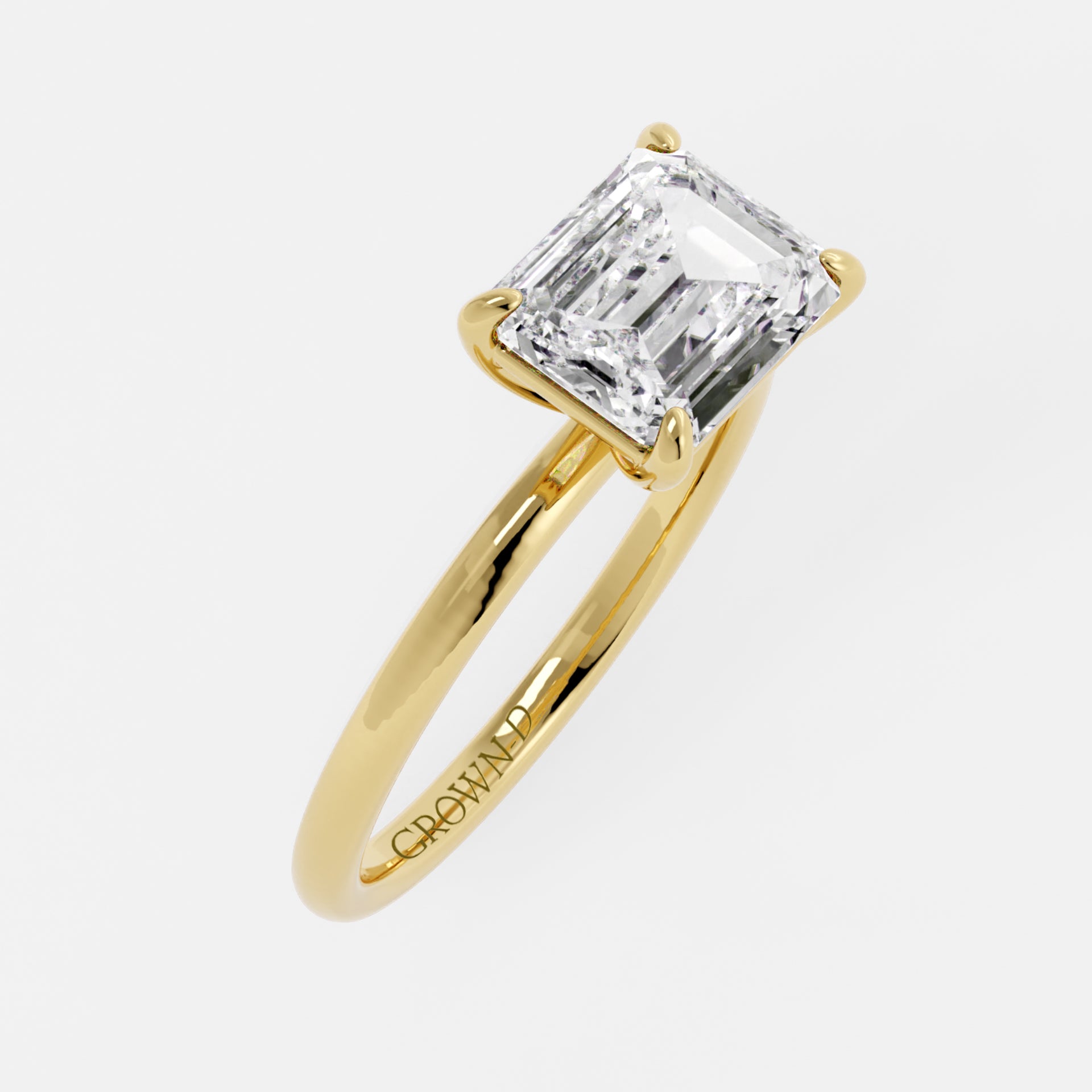 Emerald Cut Solitaire With Polished Band – 2.5 CT