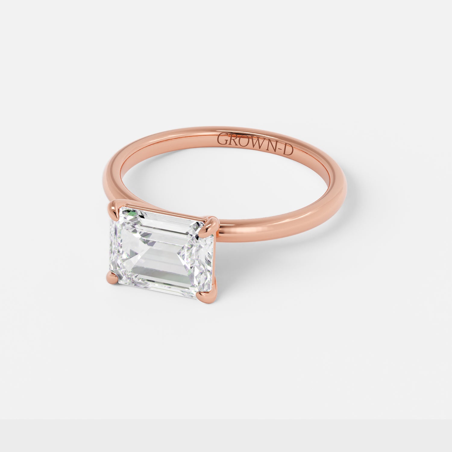 Emerald Cut Solitaire With Polished Band – 2.5 CT