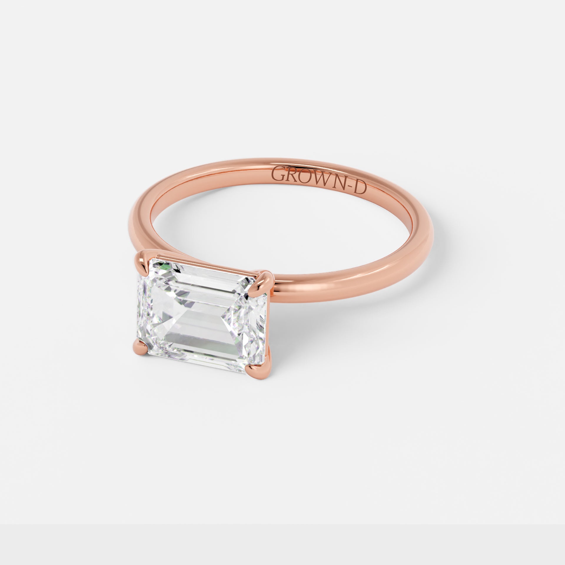 Emerald Cut Solitaire With Polished Band – 2.5 CT