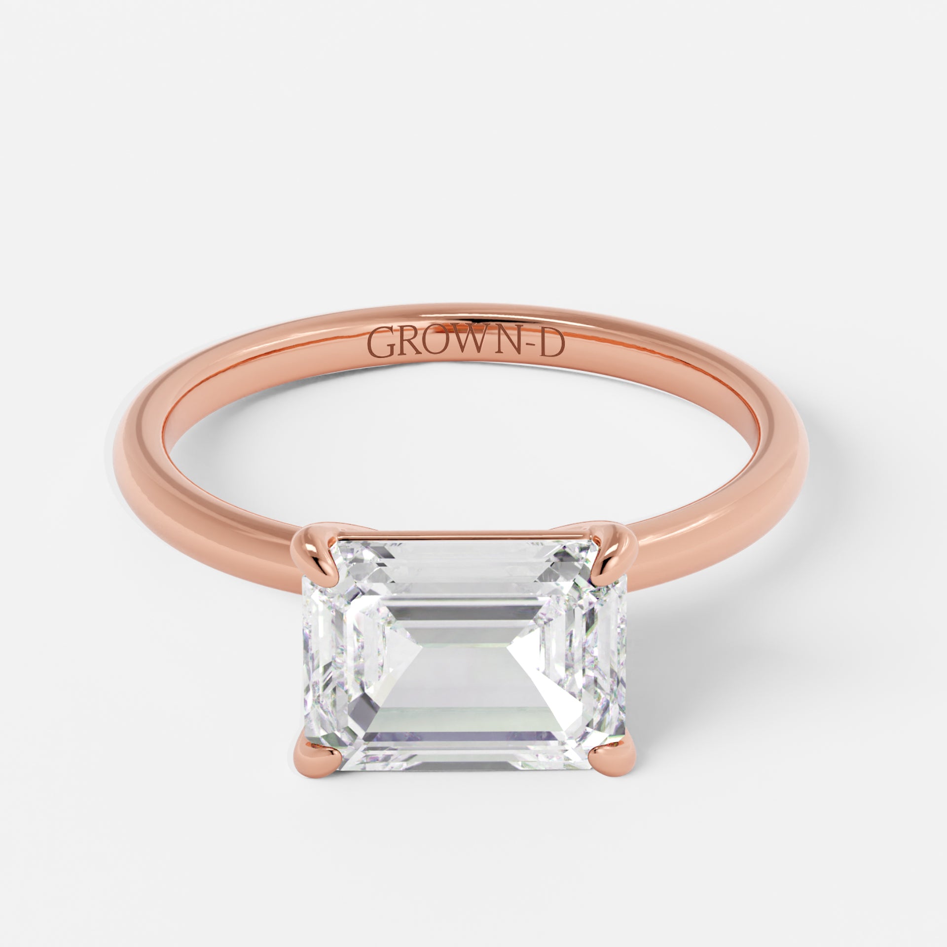 Emerald Cut Solitaire With Polished Band – 2.5 CT
