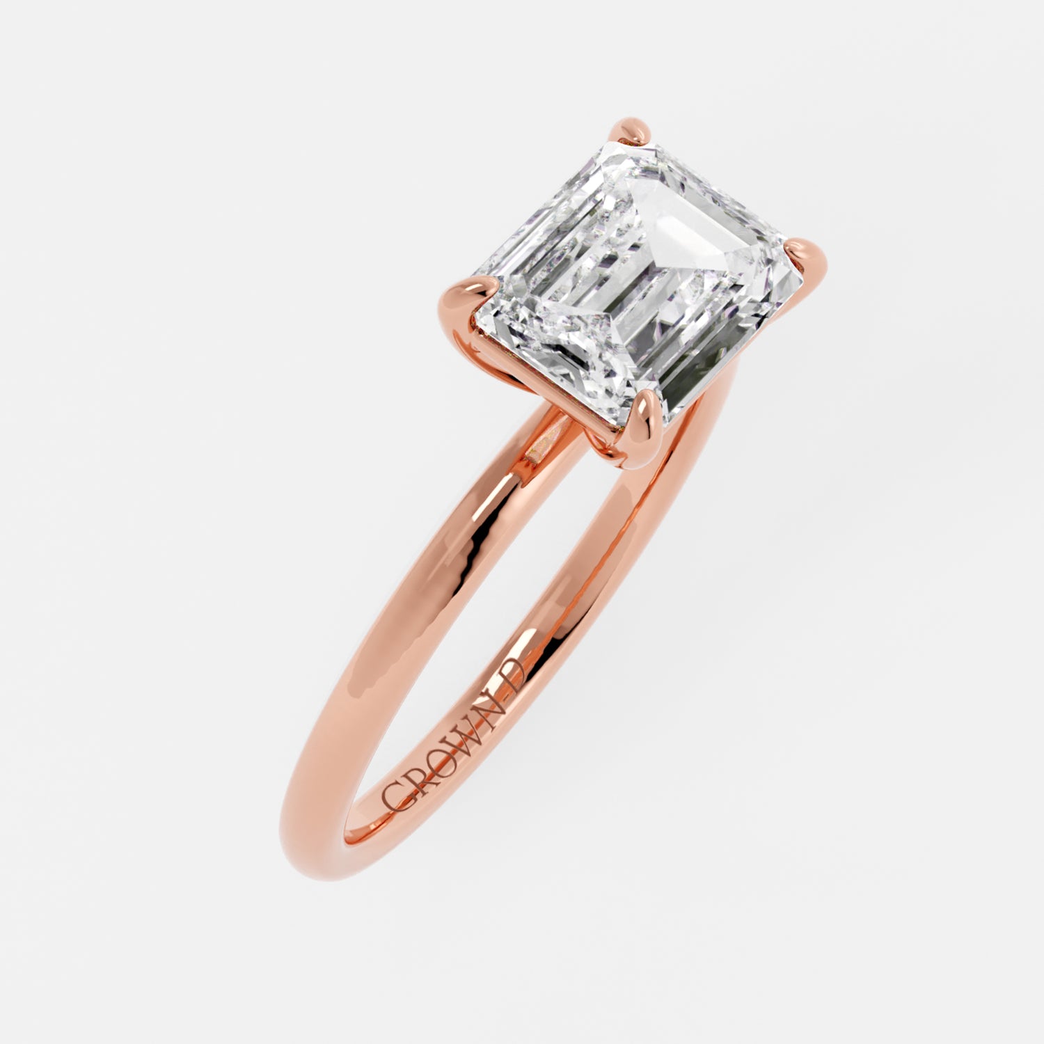 Emerald Cut Solitaire With Polished Band – 2.5 CT