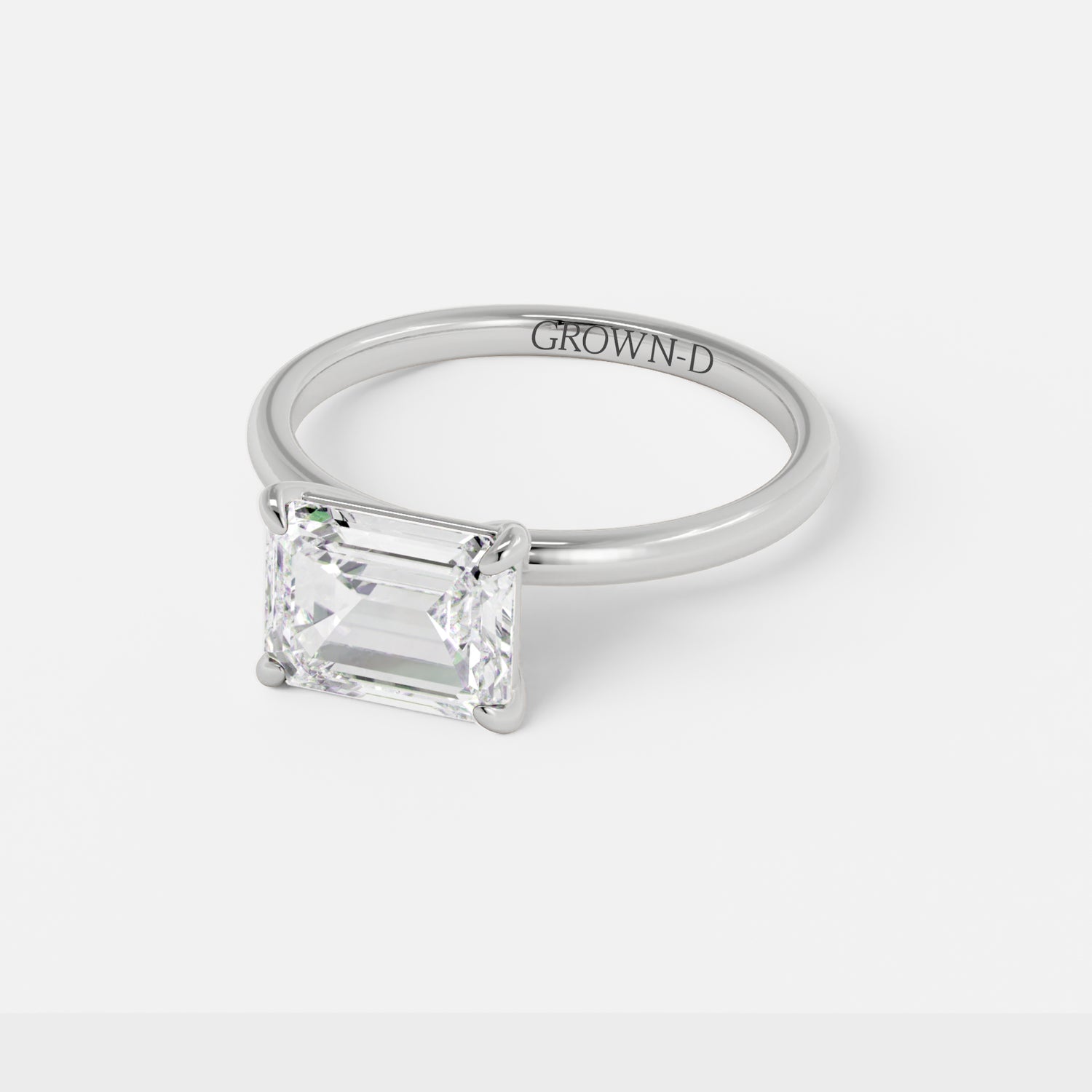 Emerald Cut Solitaire With Polished Band – 2.5 CT