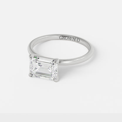 Emerald Cut Solitaire With Polished Band – 2.5 CT