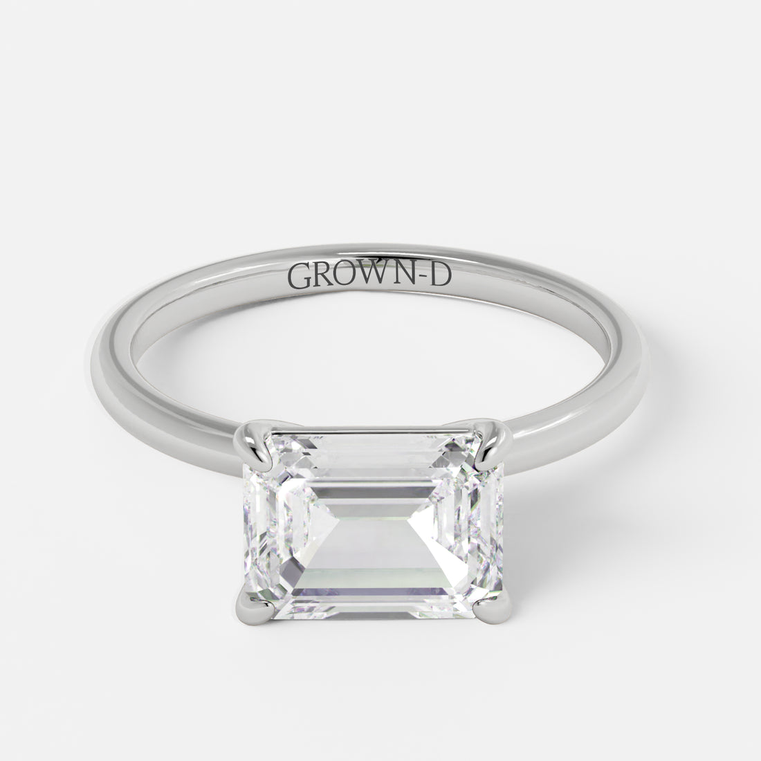 Emerald Cut Solitaire With Polished Band – 2.5 CT