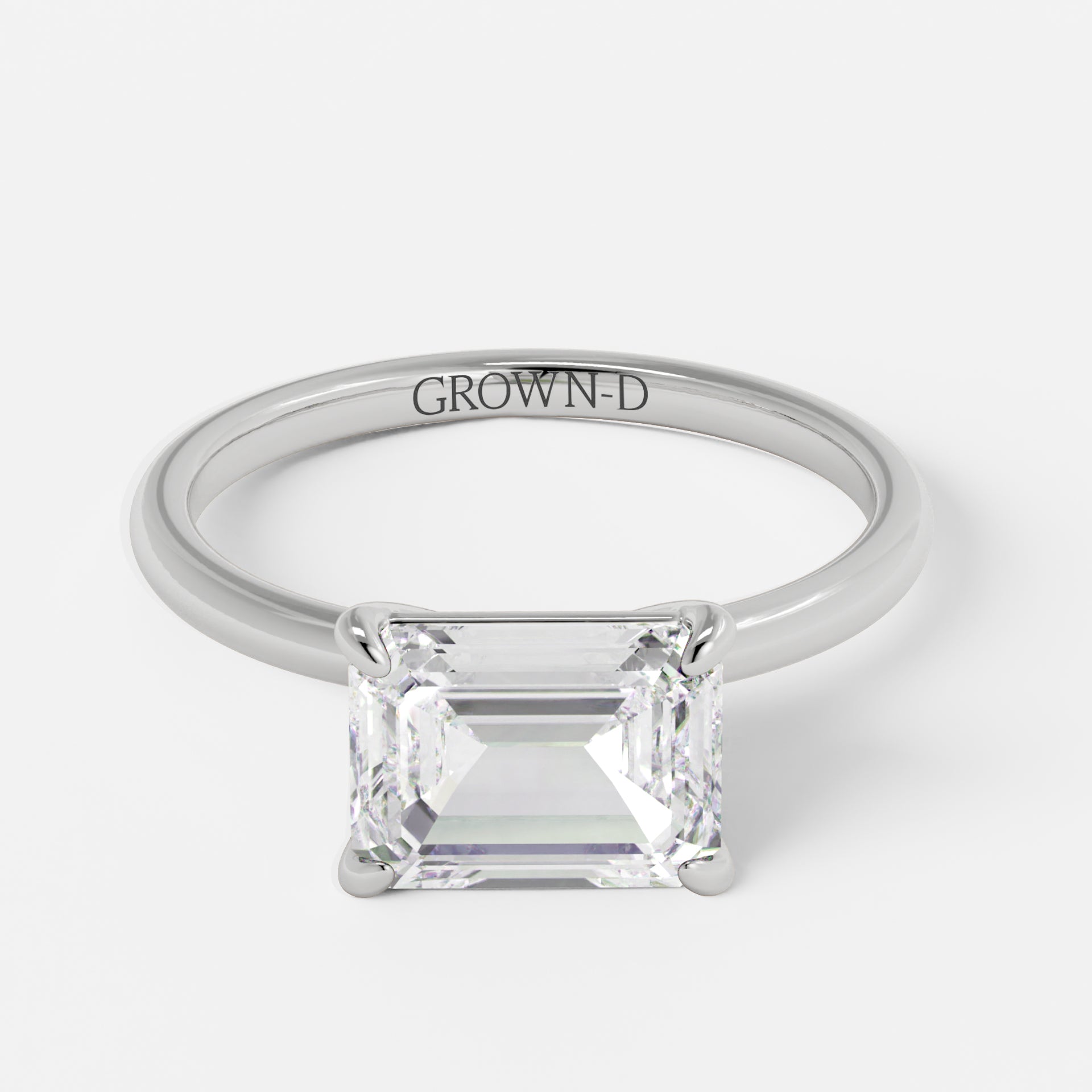 Emerald Cut Solitaire With Polished Band – 2.5 CT