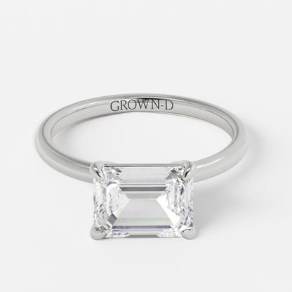 Emerald Cut Solitaire With Polished Band – 2.5 CT