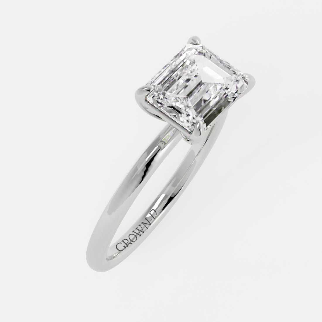 Emerald Cut Solitaire With Polished Band – 2.5 CT