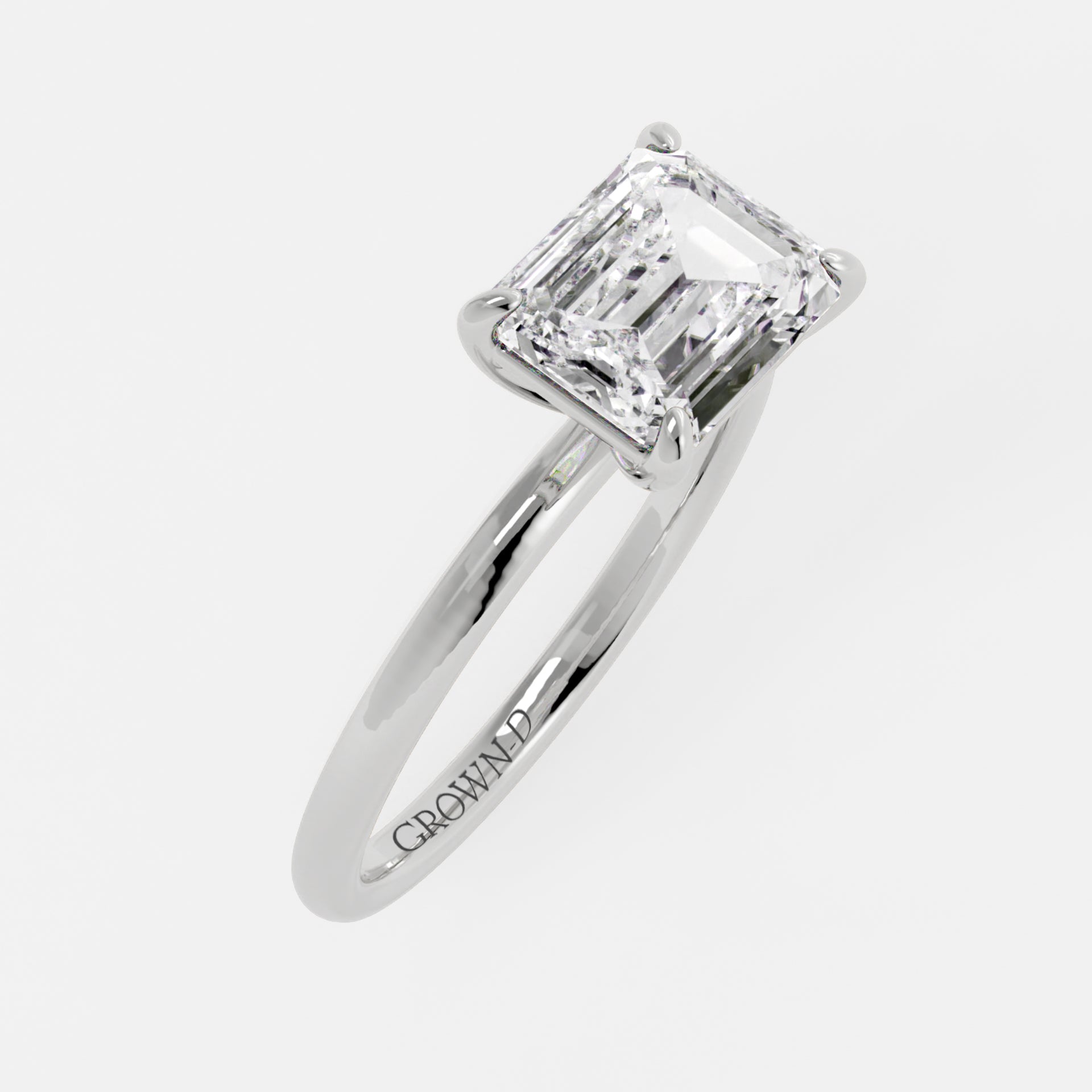 Emerald Cut Solitaire With Polished Band – 2.5 CT
