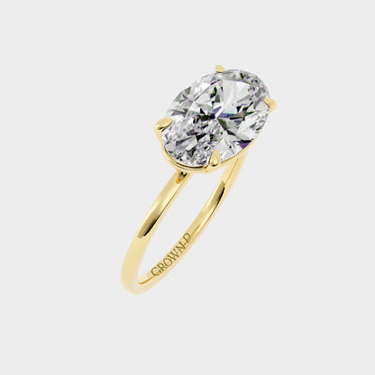 Oval Solitaire With Pavé Band – 1 CT