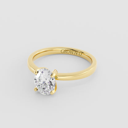 Oval Solitaire With Stone Set Band – 1 CT
