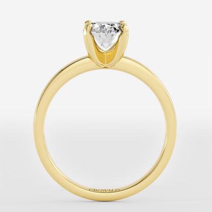 Oval Solitaire With Stone Set Band – 1 CT