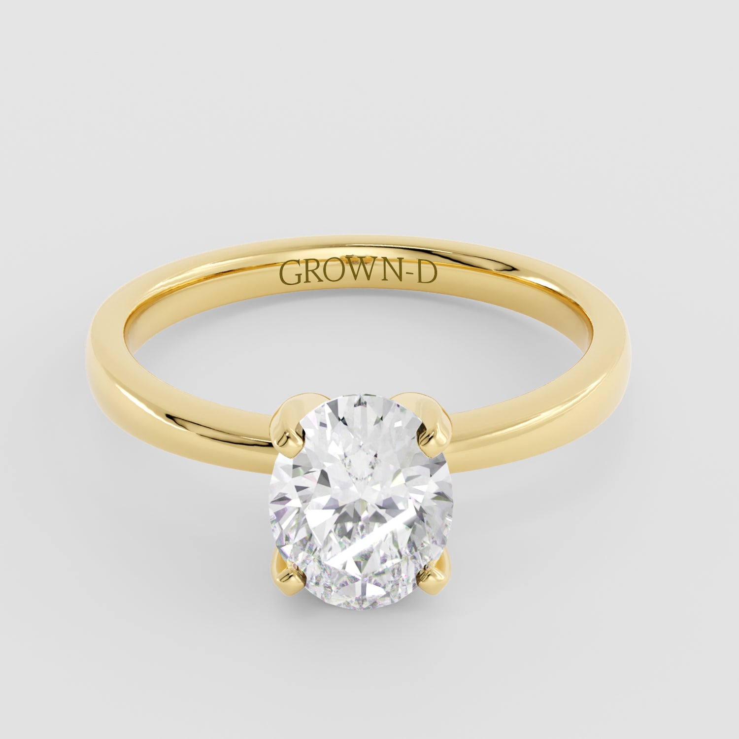 Oval Solitaire With Stone Set Band – 1 CT