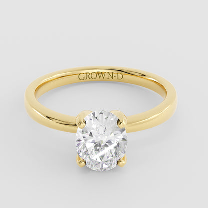 Oval Solitaire With Stone Set Band – 1 CT