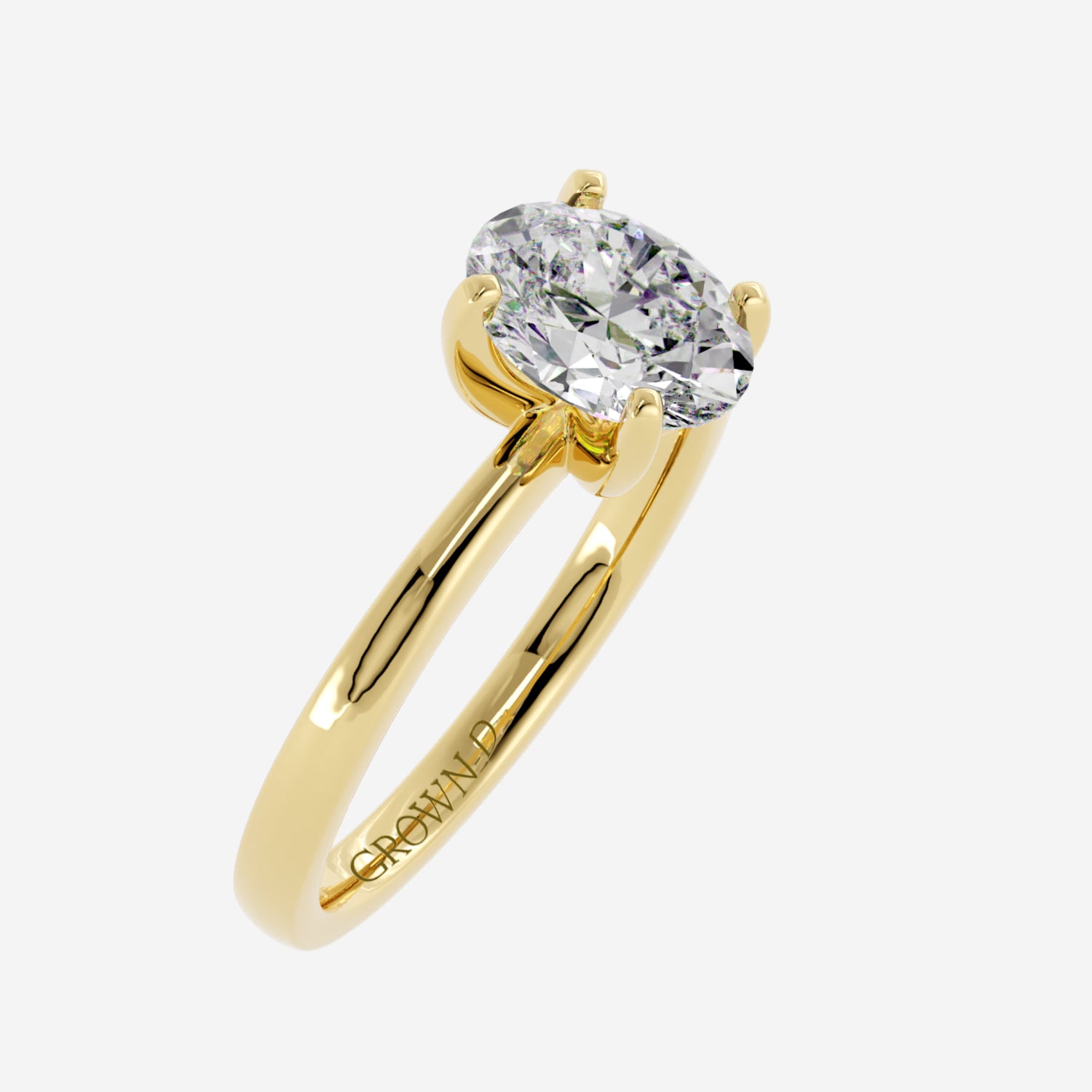 Oval Solitaire With Stone Set Band – 1 CT