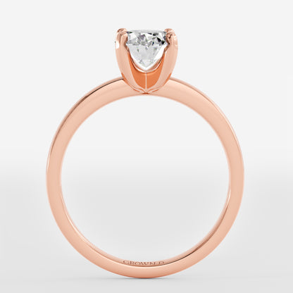 Oval Solitaire With Stone Set Band – 1 CT