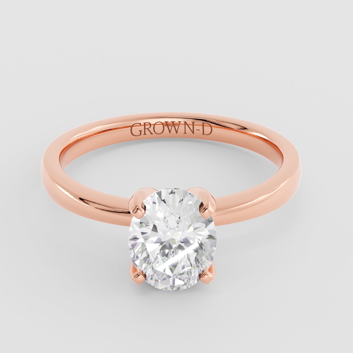 Oval Solitaire With Stone Set Band – 1 CT