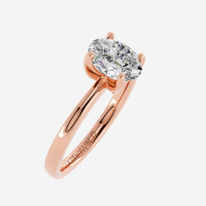 Oval Solitaire With Stone Set Band – 1 CT