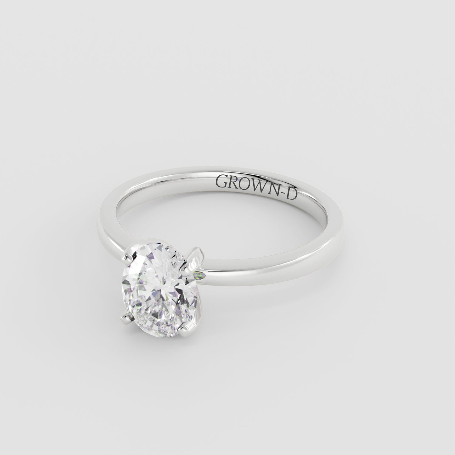 Oval Solitaire With Stone Set Band – 1 CT