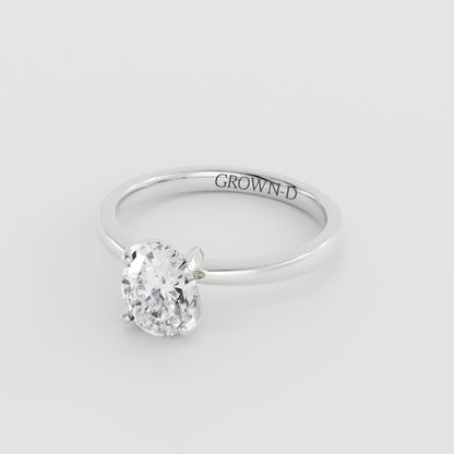 Oval Solitaire With Stone Set Band – 1 CT