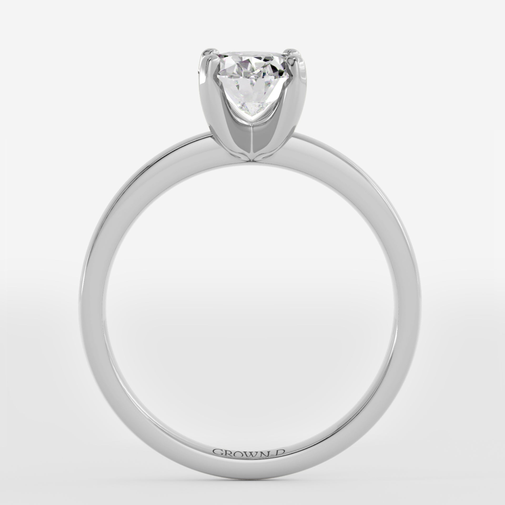 Oval Solitaire With Stone Set Band – 1 CT