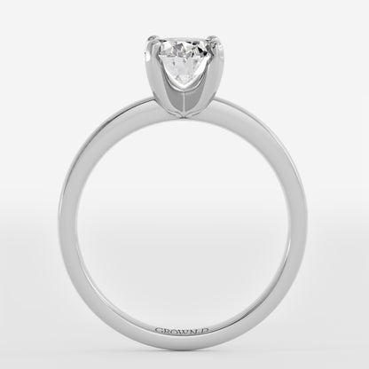 Oval Solitaire With Stone Set Band – 1 CT
