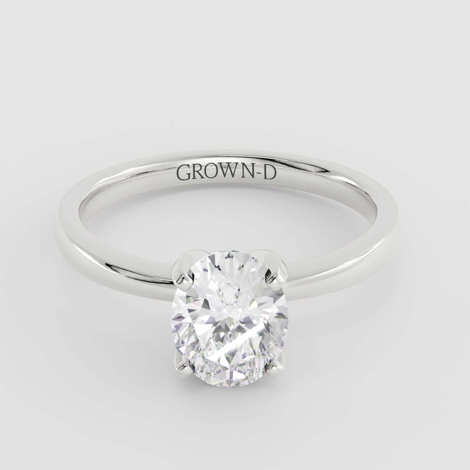 Oval Solitaire With Stone Set Band – 1 CT