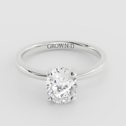 Oval Solitaire With Stone Set Band – 1 CT