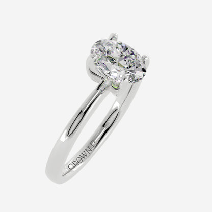 Oval Solitaire With Stone Set Band – 1 CT